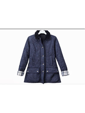 Barbour Women’s Quilted Jacket Size US 6 Navy Blue Lined Classic Coat